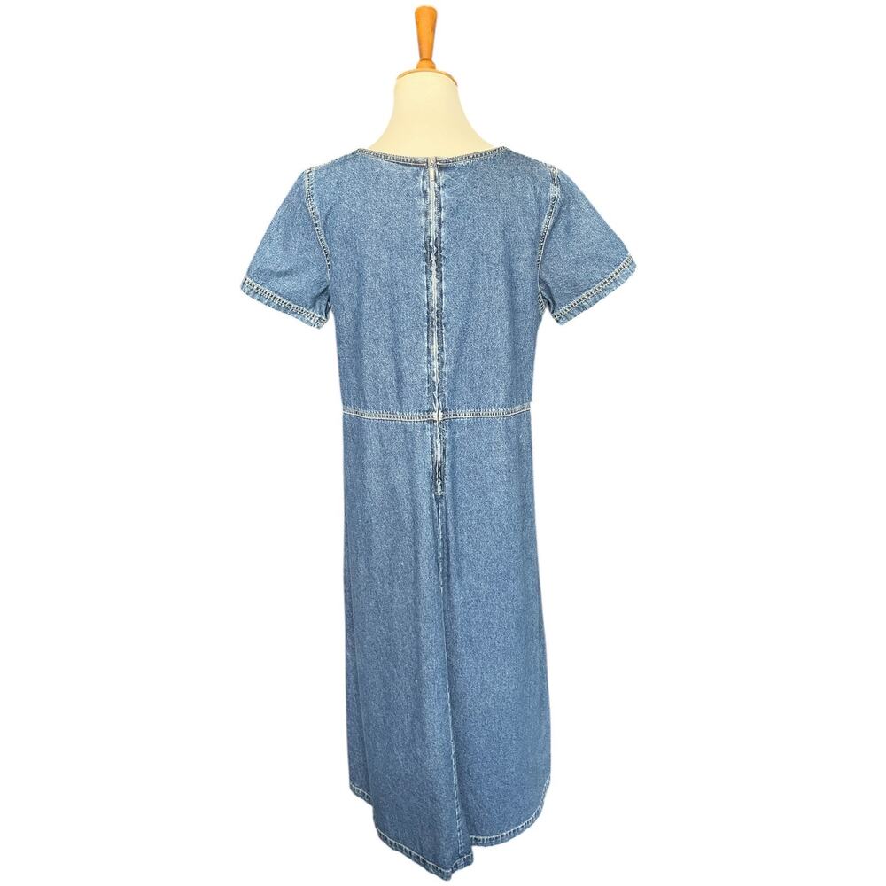 Vintage Cottagecore Feminine Granola Girl Boho Denim Maxi Dress Size Large - Picture 5 of 8